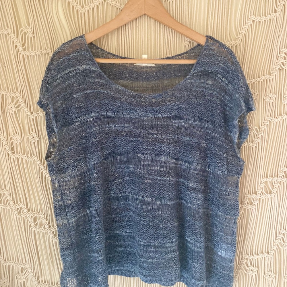 Blue Knit Sleeveless Top